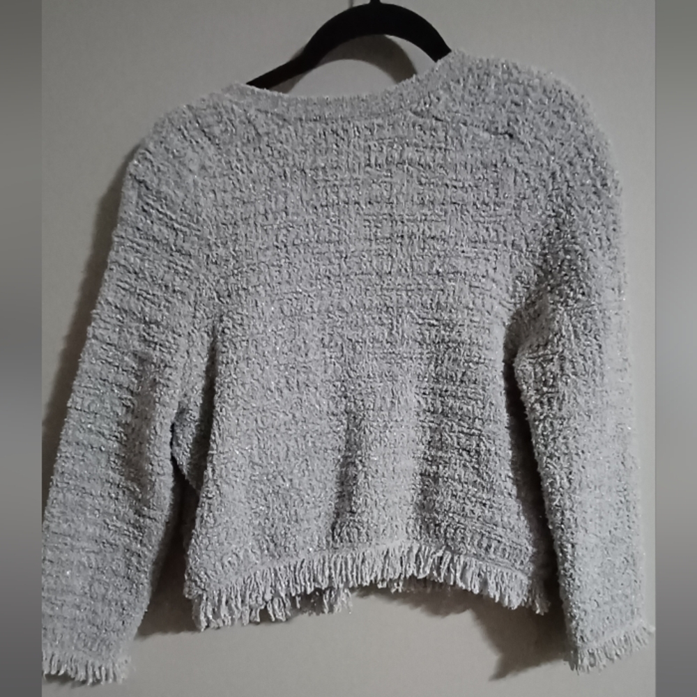 Gray Textured Open Front Jacket - Picture 3 of 4